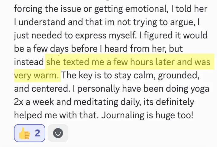 She texted me a few hours later and was very warm.
