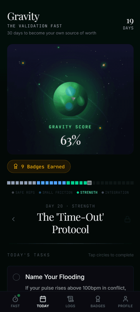 The Validation Fast app screen