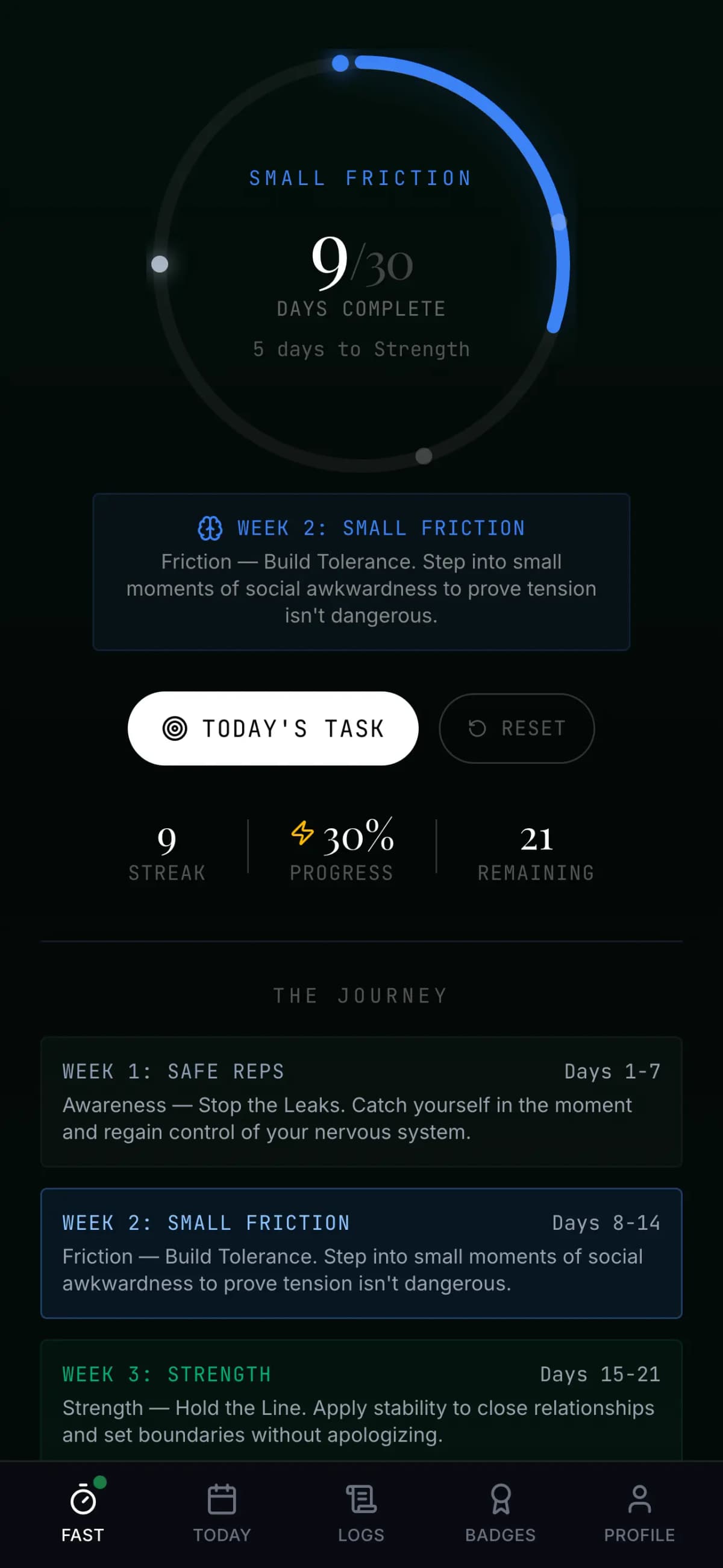 The Validation Fast — Gravity app intel logs screen